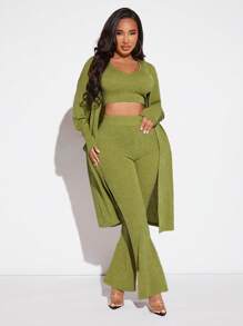 SHEIN SXY Women's Green Three-piece Suit - Green - View 4