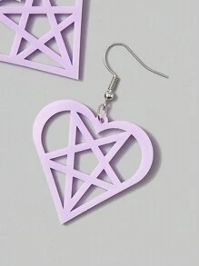 ROMWE Goth 1雙時尚塑膠心&星星耳墜適合女士日常裝飾 - 紫色 - 查看 3
