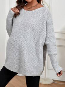 SHEIN 孕妇蝙蝠袖罗纹针织毛衣，适合冬季