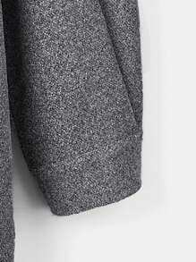 SHEIN EZwear 大碼翻蓋口袋落肩袖花呢外套 - 灰色 - 查看 3