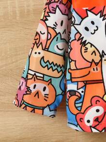 男嬰卡通和字母圖案連帽外套