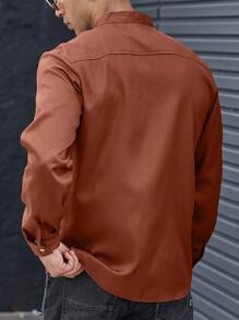 Manfinity Homme Men Solid Button Up Shirt - Rust Brown - View 2