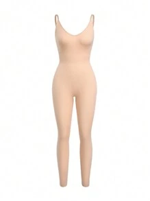 SHAPORA موحدة اللون ملابس داخلية جمبسوت - لون مشمشي - مشاهدة 2