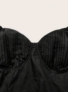 SHEIN MOD Vestido unicolor pecho con fruncido - Negro - Ver 4