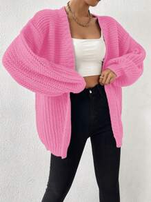 Chiquease Open Front Drop Shoulder Cardigan - Pink - View 8