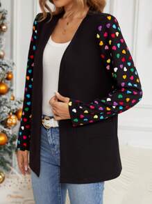 SHEIN LUNE In Trái tim Mở Mặt trước Áo vest - Nhiều màu - Xem 3