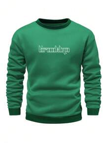 Manfinity Homme Men Star & Slogan Graphic Sweatshirt - Green - View 2