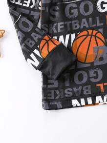 年輕男孩籃球和字母圖形緊身睡衣套裝 - 彩色 - 查看 3