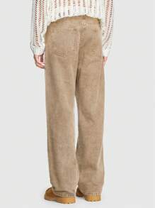 ROMWE MEN Grunge Punk 男士圖形印花直筒牛仔褲 - 棕色 - 查看 6