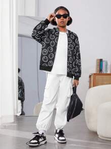 Chica preadolescente Sudadera con estampado con cremallera