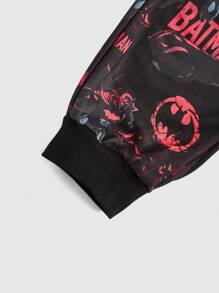 Batman X ROMWE Quần Jogger Co Giãn Có Dây Rút In Chữ Và Nhân Vật Anime Size Lớn Thường Ngày, Đi Học - màu đen - Xem 3