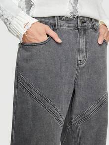 ROMWE MEN Grunge Punk Các bạn Túi nghiêng Quần legging thẳng - Xám - Xem 4