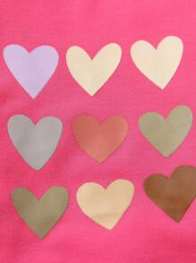 Young Girl Heart Print Sweatshirt & Sweatpants