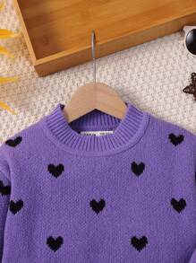 SHEIN 少女心圖案毛衣 - 紫色 - 查看 3