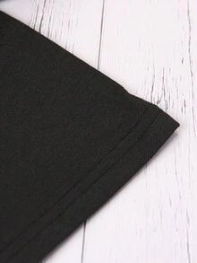 SHEIN EZwear Cây thông noel & Đồ họa Khẩu hiệu Áo thun - màu đen - Xem 3