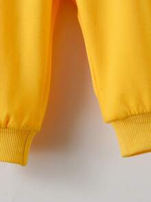 女嬰字母圖案運動衫和運動褲 - 黃色 - 查看 7