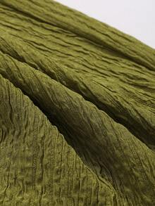 FRIFUL 純色抽繩腰闊腿褲 - 綠色 - 查看 4