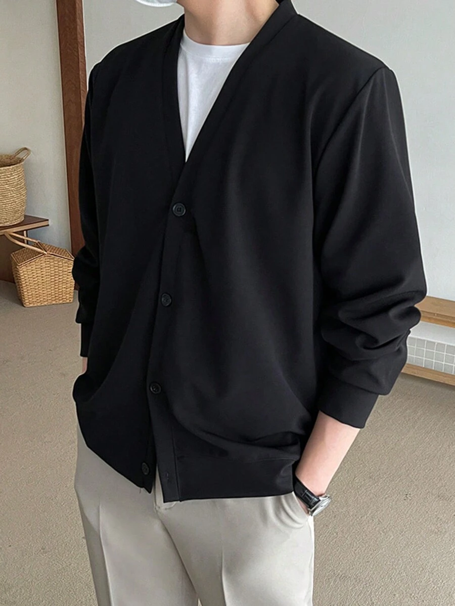 DAZY 男士纯色纽扣前开襟夹克秋冬