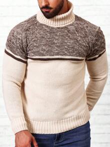 Manfinity Homme 男士高領插肩袖套頭毛衣 - 杏色 - 查看 4