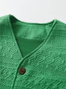 Chàng trai trẻ Nút phía trước Áo khoác vest - màu xanh lá - Xem 4