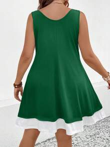 SHEIN Clasi Talla grande Vestido tank con estampado de corazón - Verde Oscuro - Ver 2