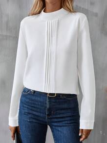 SHEIN Clasi Áo cổ giả trơn - trắng - Xem 3