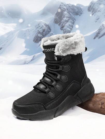 Women's Mid-calf Snow Boots, Winter Warmth Thickened Waterproof & Anti-slip Shoes For Outdoor Activities