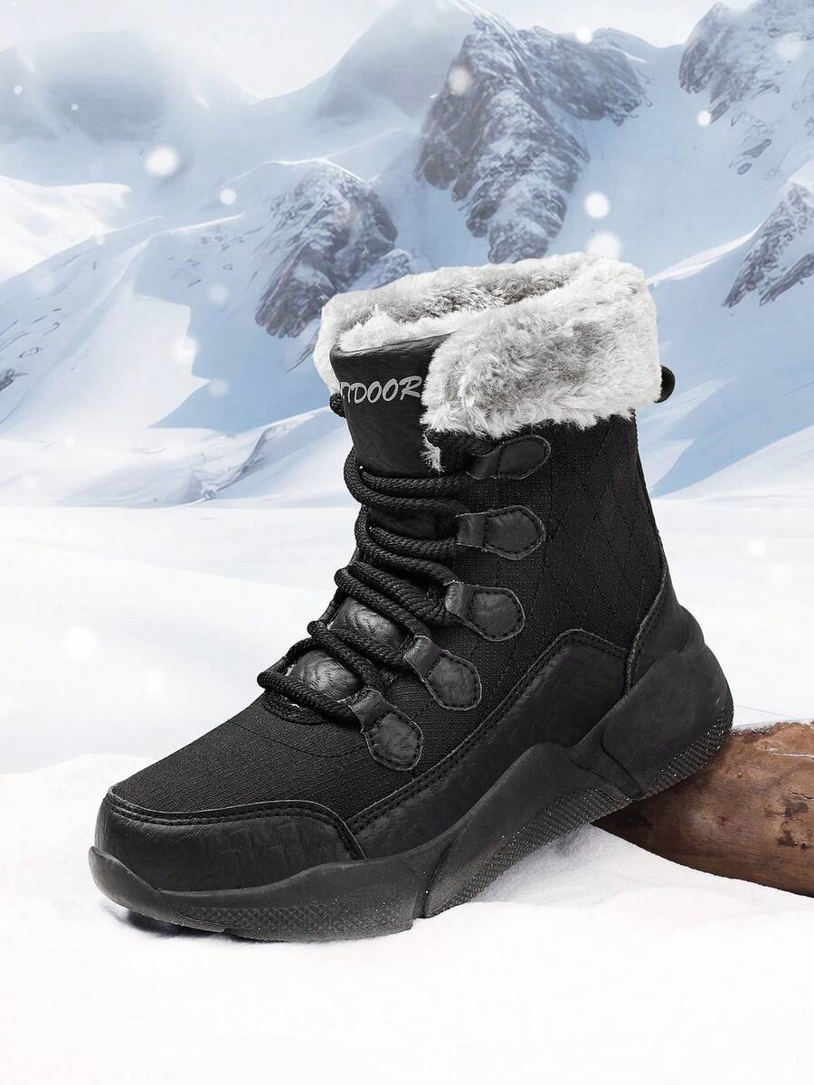 Women's Mid-Calf Snow Boots, Winter Warmth Thickened & Shoes For Outdoor Activities - Black - View 1