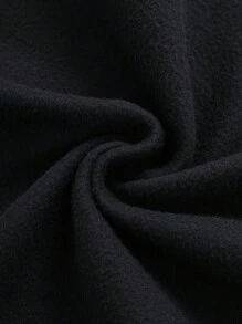 SHEIN EZwear Slogan Graphic Kangaroo Pocket Drawstring Thermal Hoodie - Black - View 3