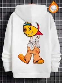 Manfinity Hypemode 男士卡通圖案落肩袖抽繩連帽衫 - 白色 - 查看 3