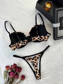 Bare Chapter Leopard Print Underwire Bra & Panty Lingerie Set ClassicAnimalPrint