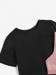 Easithlete Letter Graphic Sports Bra & Tee & Leggings Workout Women Set Women Workout Set Women Leggings Set - Multicolor - View 3