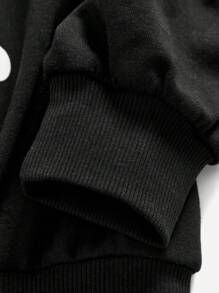 SHEIN Teen Girl Slogan & Cartoon Graphic Sweatshirt - Black - View 4