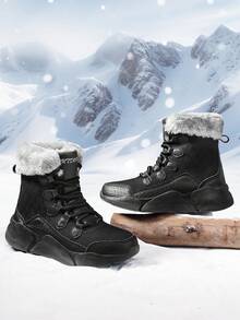 Women's Mid-Calf Snow Boots, Winter Warmth Thickened & Shoes For Outdoor Activities - Black - View 4