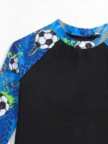 Young Boy Football Print Beach Swimsuit Kids Swimming ,Kids Beachwear - Multicolor - View 3