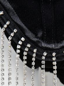 Hauture 水钻流苏下摆拉链紧身连衣裤 - 黑色 - 查看 8