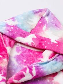 Albornoz con capucha de franela para niña joven, con mangas largas y estampado de dibujos animados, adecuado para usar después del baño, ropa de casa y para dormir, en otoño/invierno - Rojo - Ver 4