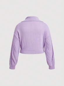 SHEIN MOD Pullover Mit Langen Ärmeln Und Überkopfschnitt - Violett - Übersicht 2