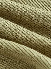 SHEIN MOD Solid Halter Neck Backless Top - Army Green - View 3