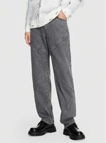 ROMWE MEN Grunge Punk Các bạn Túi nghiêng Quần legging thẳng - Xám - Xem 1