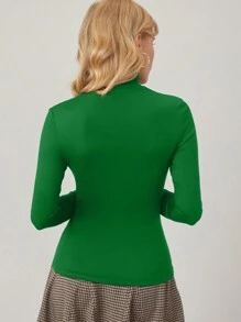 MOTF PREMIUM 高領合身T恤 - 綠色 - 查看 2