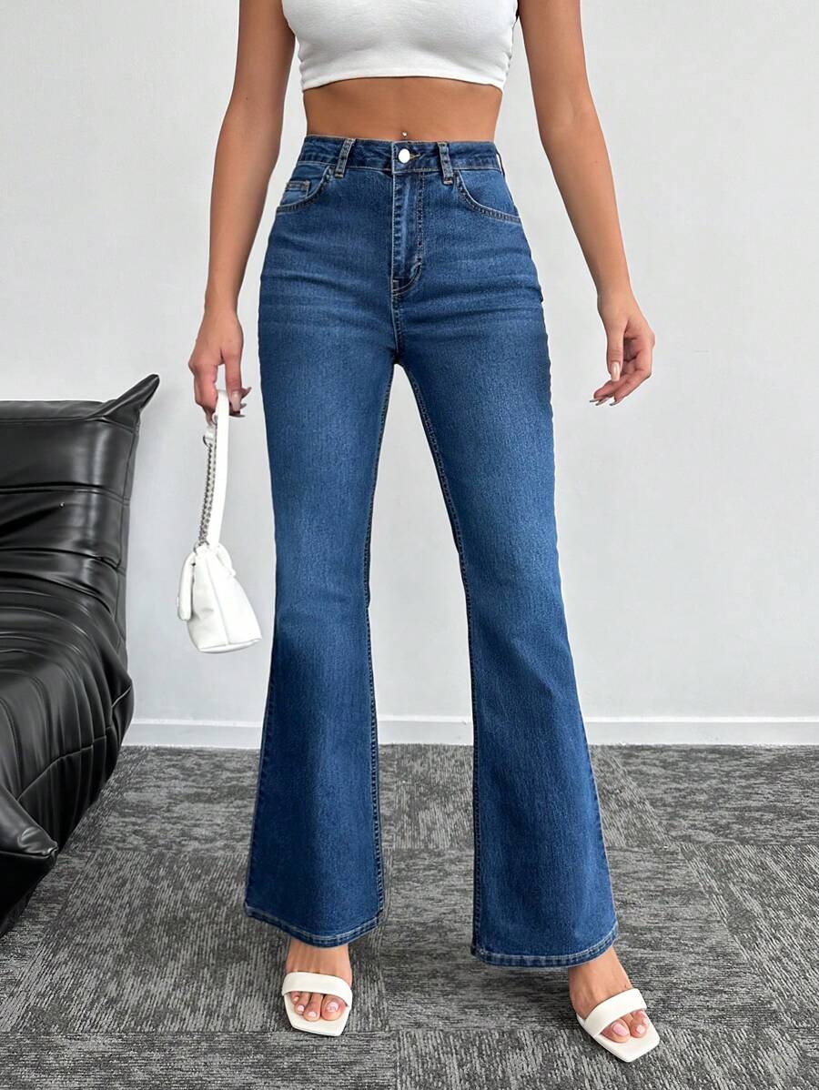 EURMUSE Flare Leg Jeans - Blue - View 1