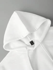 Manfinity Hypemode 男士卡通圖案落肩袖抽繩連帽衫 - 白色 - 查看 6