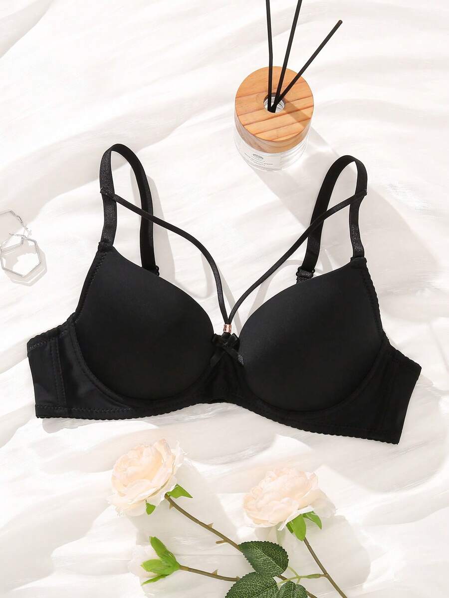 Sujetador unicolor con aro - Negro - Ver 1