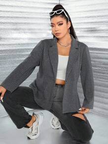 Celure 大碼西裝領外套 - 深灰色 - 查看 1