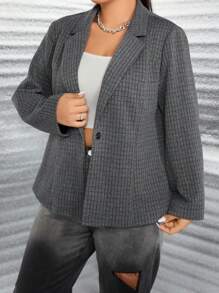 Celure 大碼西裝領外套 - 深灰色 - 查看 5