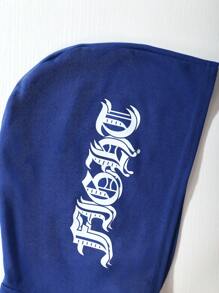 Teen Girl Letter Graphic Zip Up Thermal Lined Sweatshirt - Blue - View 5