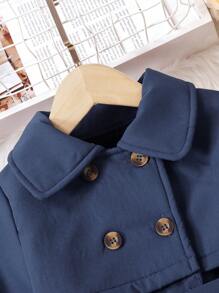 SHEIN Elladie kids Young Girl Double Breasted Trench Coat