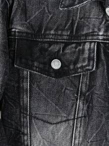 男大童漂白水洗牛仔夾克不帶T恤 - 黑色 - 查看 4