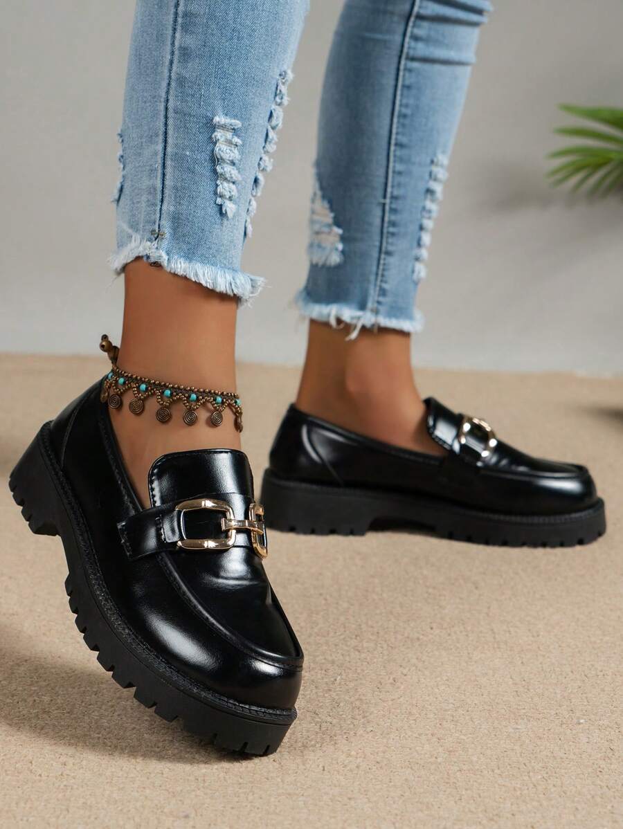 女式透氣軟皮平底鞋女士休閒可愛英倫風格樂福鞋